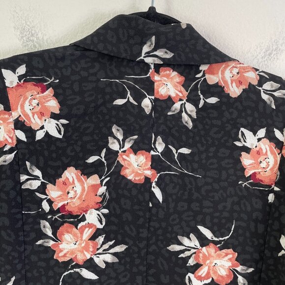 Torrid Womens Plus 3X Black Floral Knit Crepe Drape Blazer Open Jacket - Picture 12 of 12